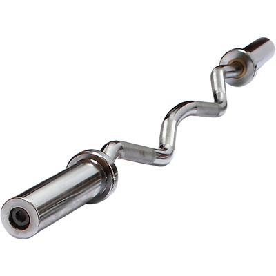 Chrome Olympic Curl Bar Barbell Heavy Duty EZ with Spring Collars