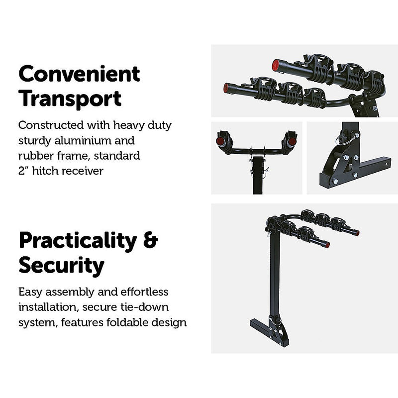 3 Bicycle Bike Rack Hitch Mount Carrier Car