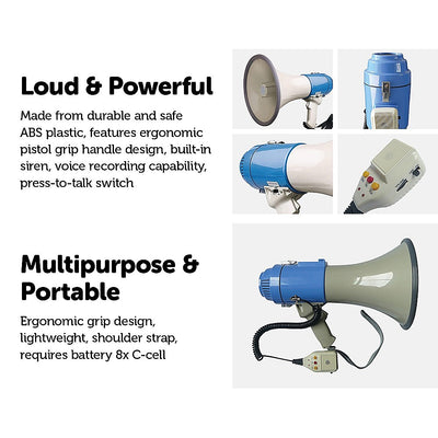 25W Megaphone PA System Loud Speaker Voice Recorder