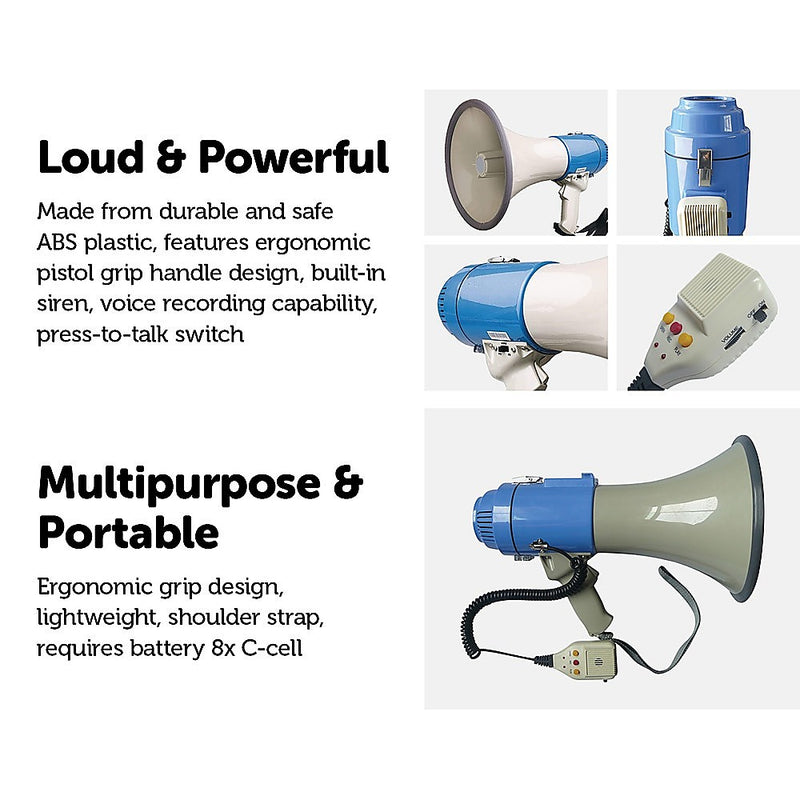 25W Megaphone PA System Loud Speaker Voice Recorder