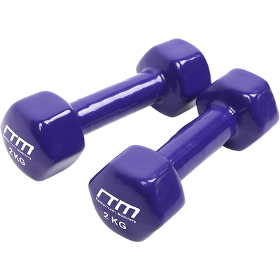 2kg Dumbbells Pair PVC Hand Weights Rubber Coated