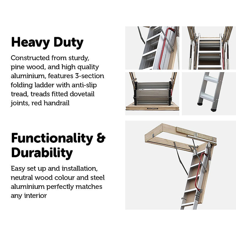 Deluxe Aluminium Attic Loft Ladder - 2700mm to 3050mm