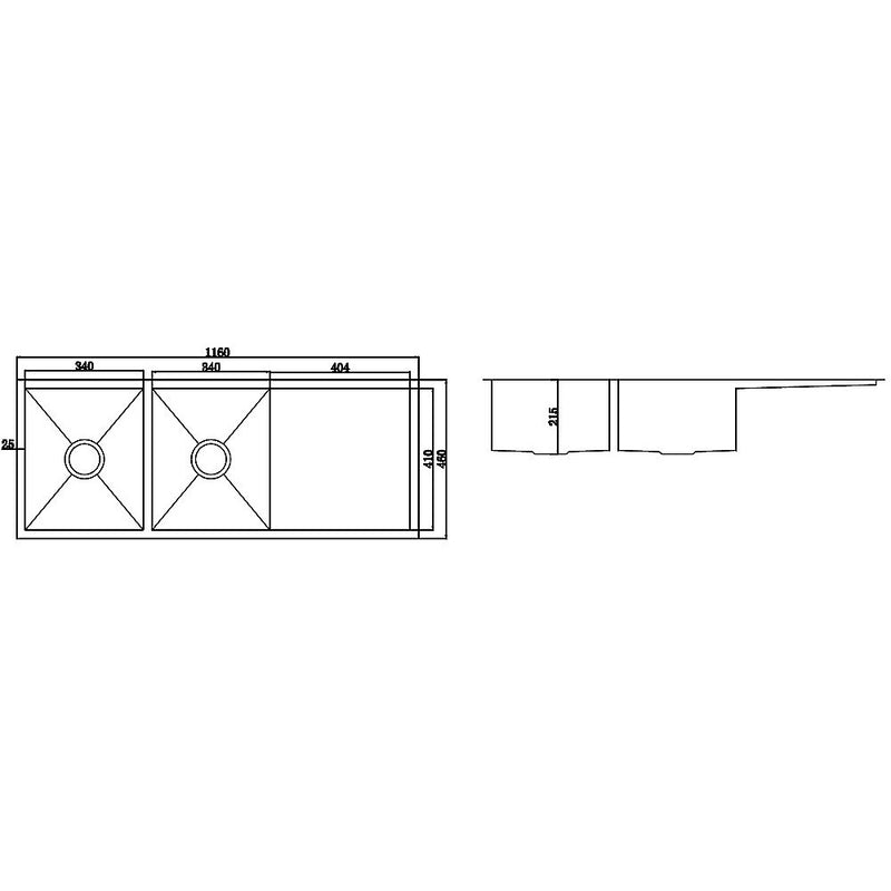 1160x460mm Handmade Stainless Steel Undermount / Topmount Kitchen Laundry Sink with Waste