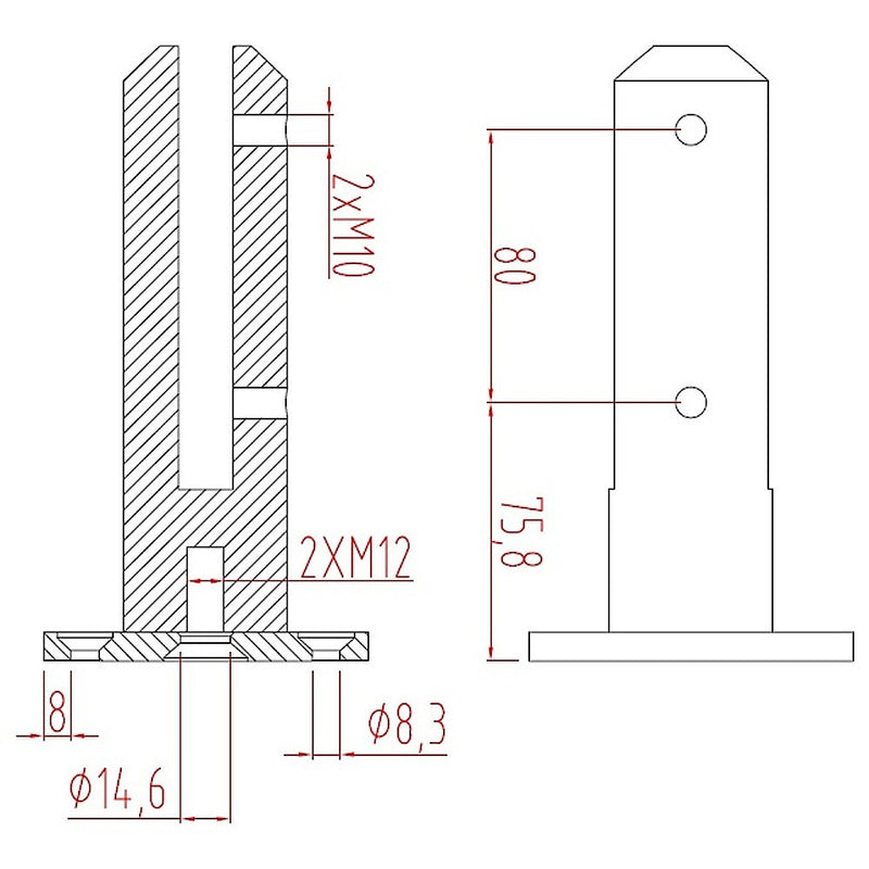 Frameless Pool Glass Fencing Clamps Spigots