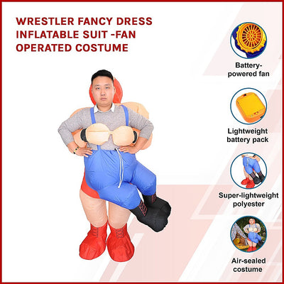 WRESTLER Fancy Dress Inflatable Suit -Fan Operated Costume