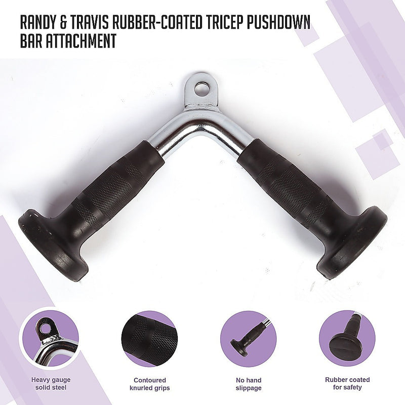 Randy & Travis Rubber-Coated Tricep Pushdown Bar Attachment