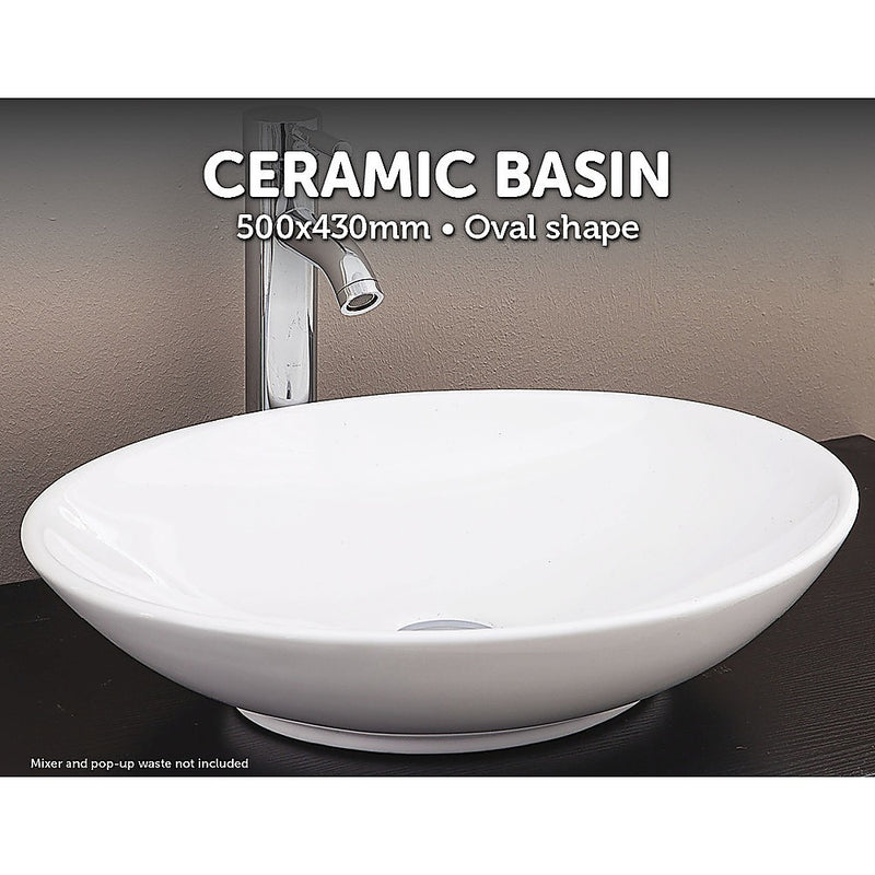 Bathroom Ceramic Oval Above Countertop Basin for Vanity