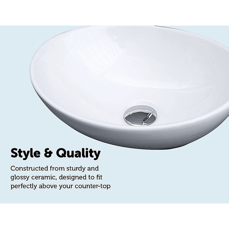 Above Counter Bathroom Vanity Oval Ceramic Basin