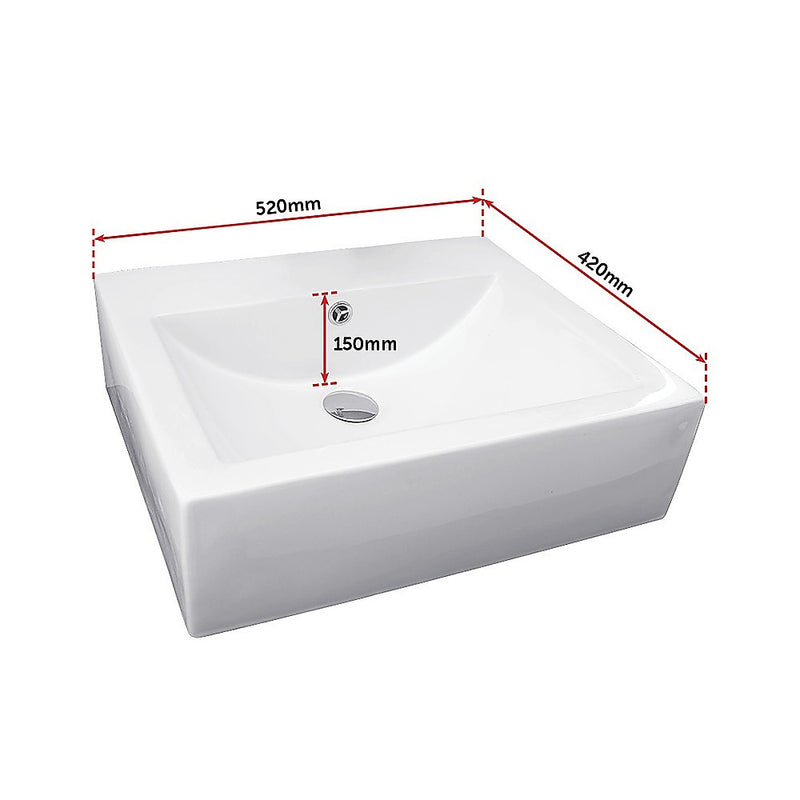 Ceramic Rectangular Above Countertop Basin for Vanity