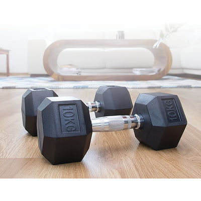 10KG Commercial Rubber Hex Dumbbell Gym Weight