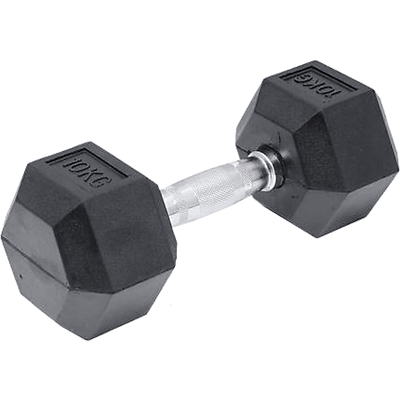 10KG Commercial Rubber Hex Dumbbell Gym Weight