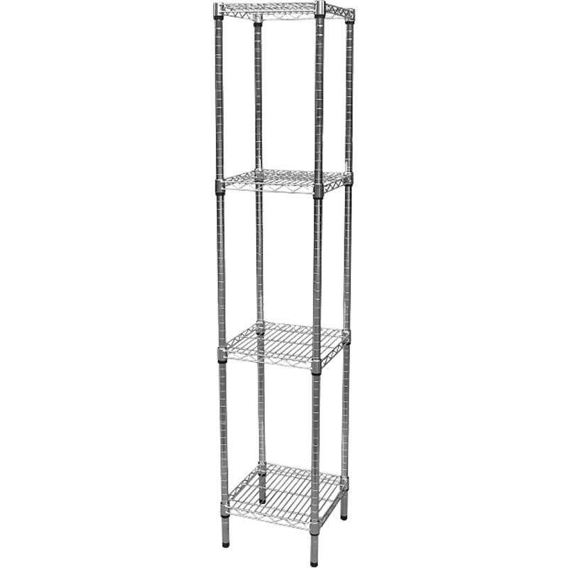 Modular Chrome Wire Storage Shelf 350 x 350 x 1800 Steel Shelving