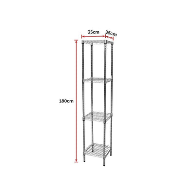 Modular Chrome Wire Storage Shelf 350 x 350 x 1800 Steel Shelving