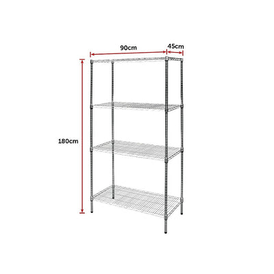 Modular Chrome Wire Storage Shelf 900 x 450 x 1800 Steel Shelving