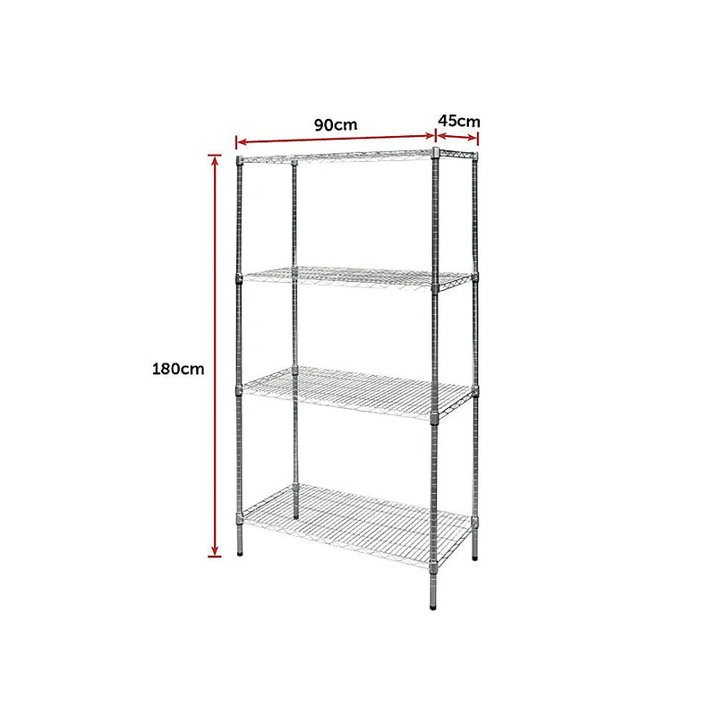 Modular Chrome Wire Storage Shelf 900 x 450 x 1800 Steel Shelving