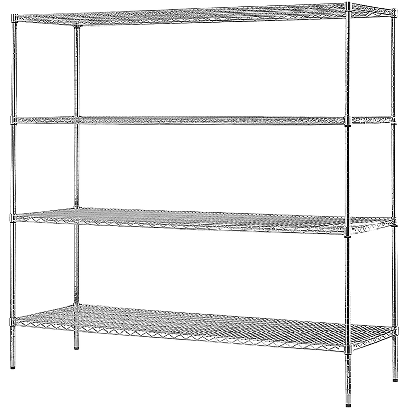 Modular Chrome Wire Storage Shelf 1500 x 350 x 1800 Steel Shelving