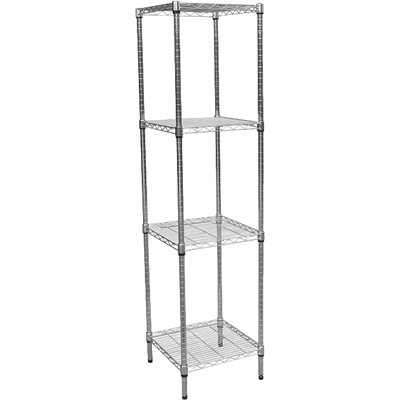 Modular Chrome Wire Storage Shelf 450 x 450 x 1800 Steel Shelving