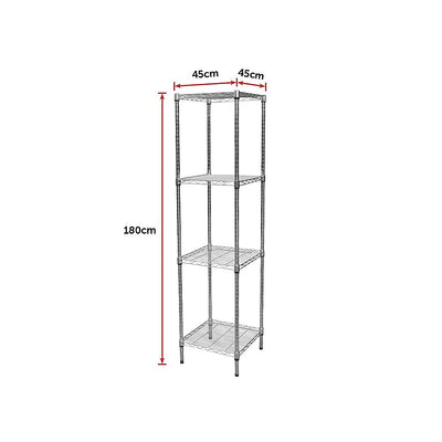 Modular Chrome Wire Storage Shelf 450 x 450 x 1800 Steel Shelving