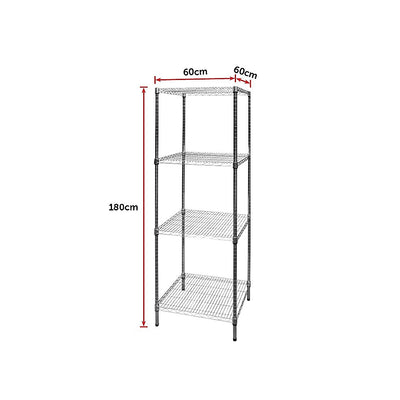 Modular Chrome Wire Storage Shelf 600 x 600 x 1800 Steel Shelving