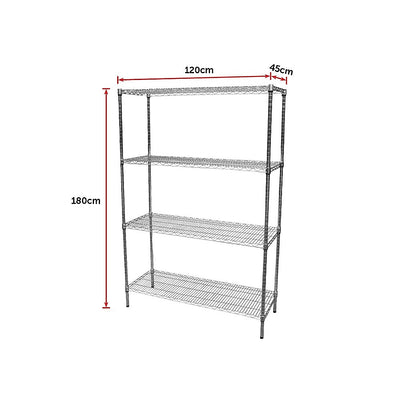 Modular Chrome Wire Storage Shelf 1200 x 450 x 1800 Steel Shelving