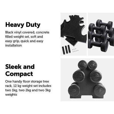 12kg Dumbbell Weights Set