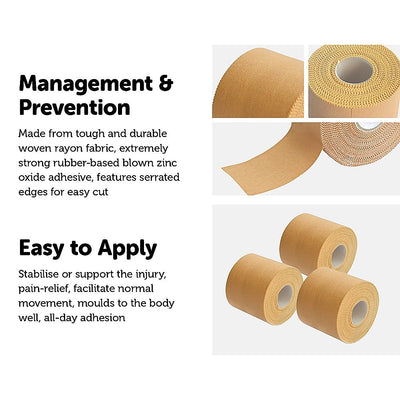 Premium Rigid Sports Strapping Tape - 3 Rolls of 50mm X 13.7M