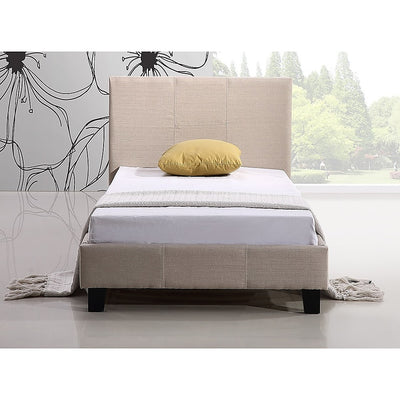 Single Linen Fabric Bed Frame Beige