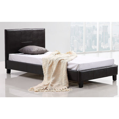 Single PU Leather Bed Frame Brown