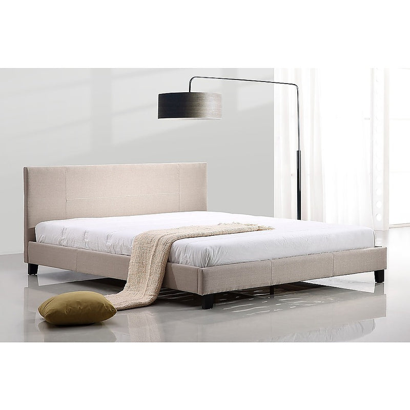 King Linen Fabric Bed Frame Beige