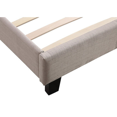 Double Linen Fabric Bed Frame Beige