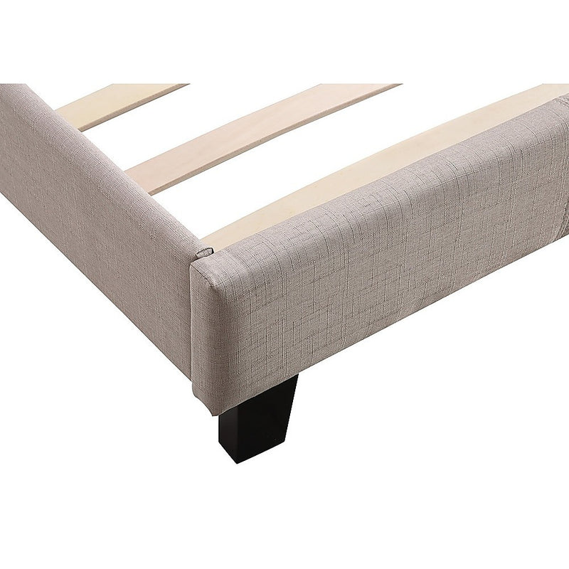 Queen Linen Fabric Bed Frame Beige