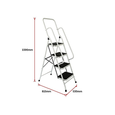 Foldable Non Slip 4 Step Steel Ladder