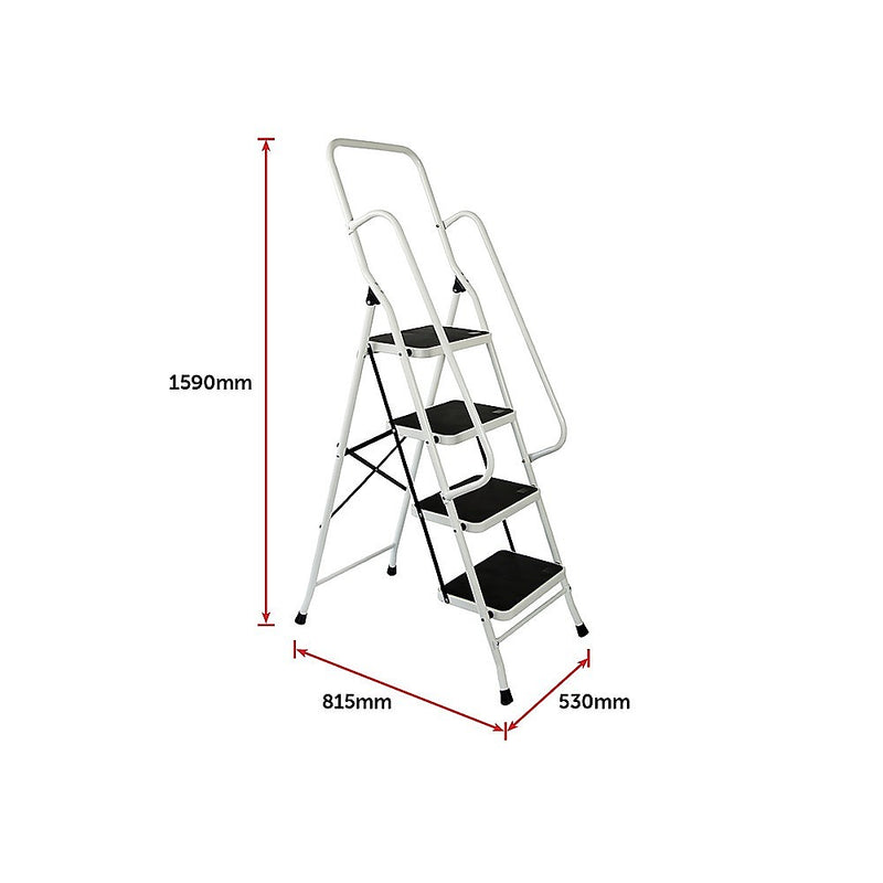 Foldable Non Slip 4 Step Steel Ladder