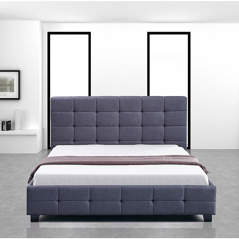 Linen Fabric Double Deluxe Bed Frame Grey