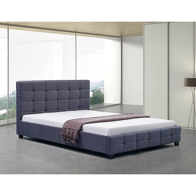 Linen Fabric Queen Deluxe Bed Frame Grey