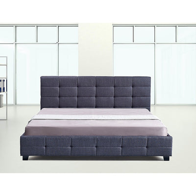 Linen Fabric King Deluxe Bed Frame Grey