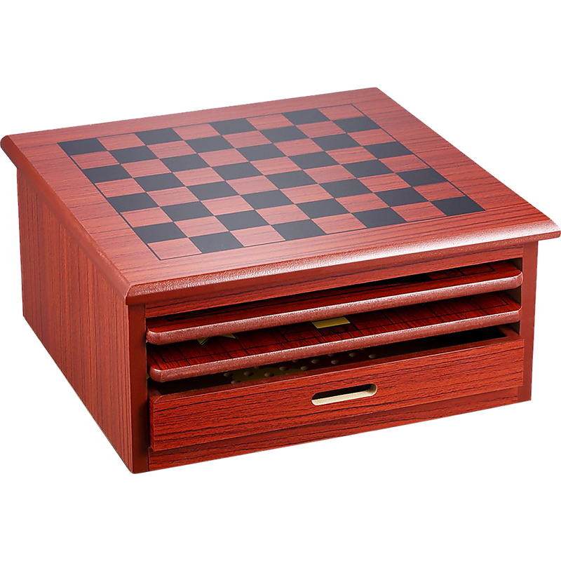 10 in 1 Wooden Chess Board Games Slide Out Checkers House Unit Set