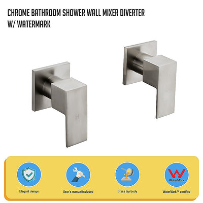 Chrome Shower/Bath Mixer Tap Set with Brushed Finish w/ WaterMark