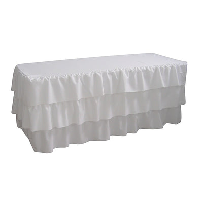 6 Foot 3 Tier Pleated White Table Cloth Trestle Cover