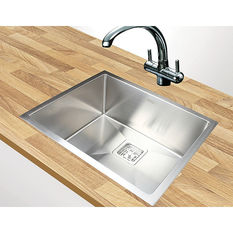 550x455mm Handmade 1.5mm Stainless Steel Undermount / Topmount Kitchen Sink with Square Waste