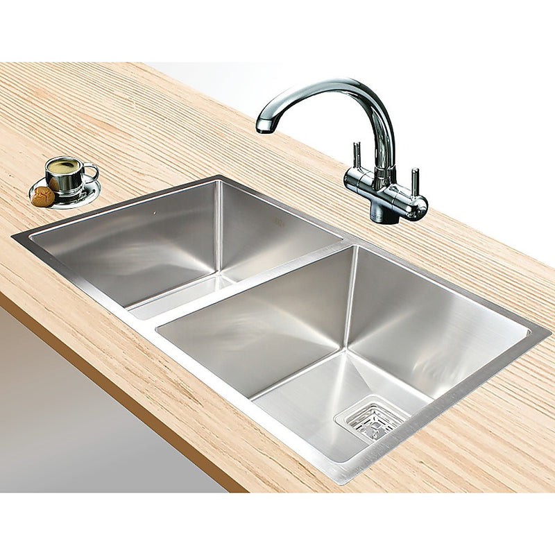 835x505mm Handmade 1.5mm Stainless Steel Undermount / Topmount Kitchen Sink with Square Waste