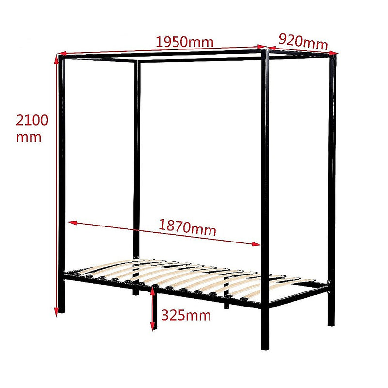 4 Four Poster Single Bed Frame