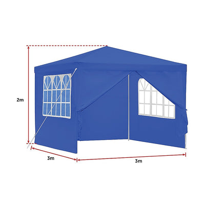 3x3m Gazebo Outdoor Marquee Tent Canopy Blue