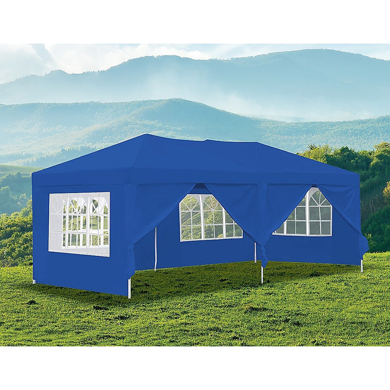 3x6m Gazebo Outdoor Marquee Tent Canopy Blue