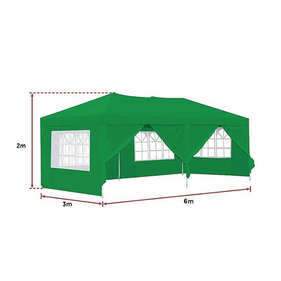 3x6m Gazebo Outdoor Marquee Tent Canopy Green