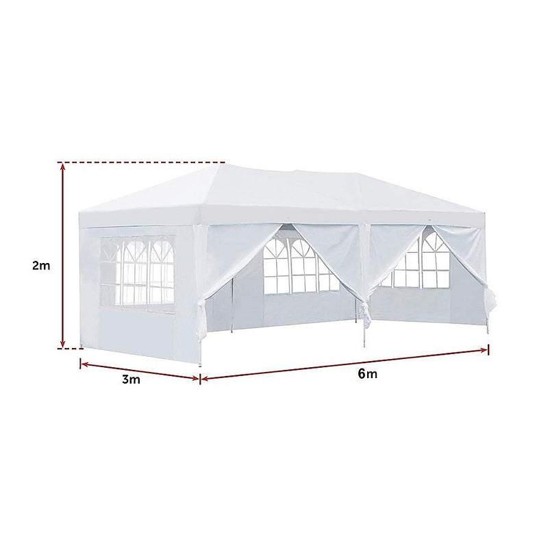 3x6m Gazebo Outdoor Marquee Tent Canopy White