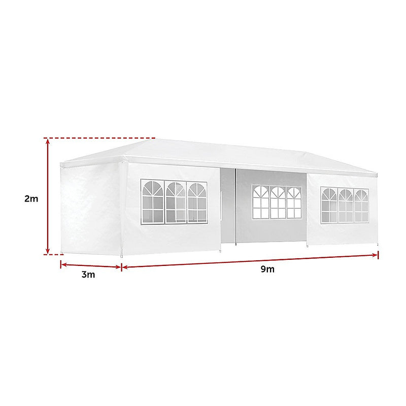 3x9m Wedding Outdoor Gazebo Marquee Tent Canopy White