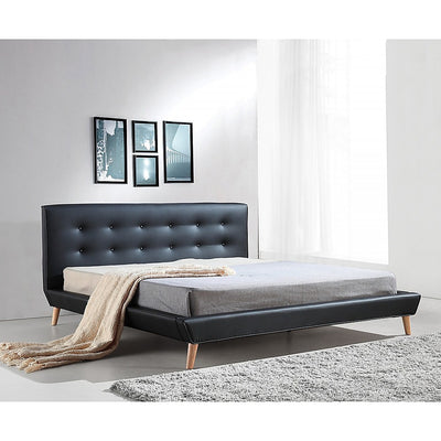 King PU Leather Deluxe Bed Frame Black