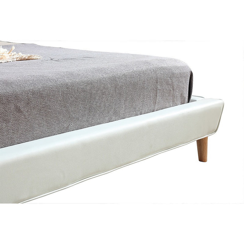 Double PU Leather Deluxe Bed Frame White