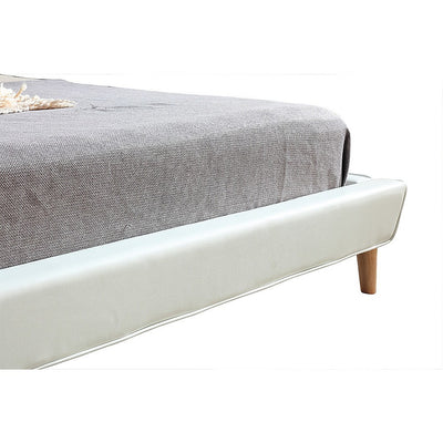 Queen PU Leather Deluxe Bed Frame White